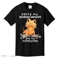 Funny Bearded Dragon Cute Lizard Beardie Ate My Homework Gift Kids T-Shirt thumb 0