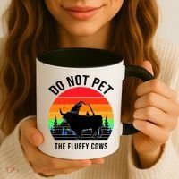 Funny Bison Do Not Pet The Fluffy Cows Coffee Mug thumb 3