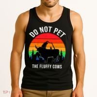 Funny Bison Do Not Pet The Fluffy Cows Tank Top thumb 3