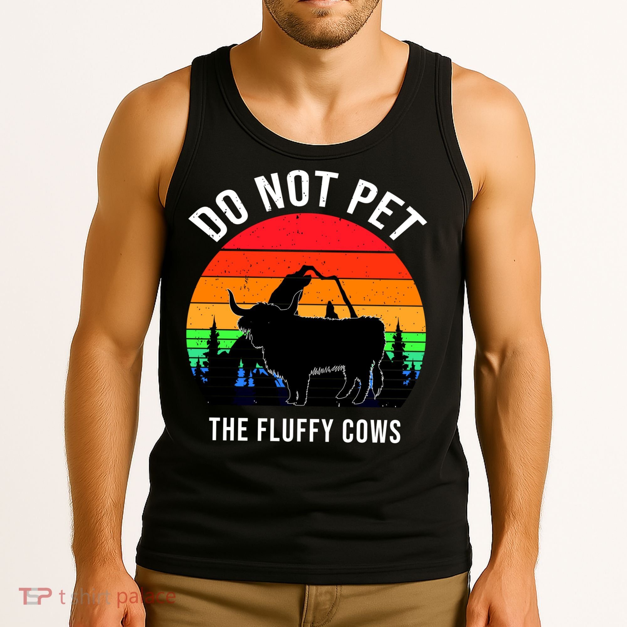 Funny Bison Do Not Pet The Fluffy Cows Tank Top