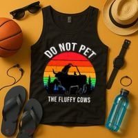 Funny Bison Do Not Pet The Fluffy Cows Tank Top thumb 4