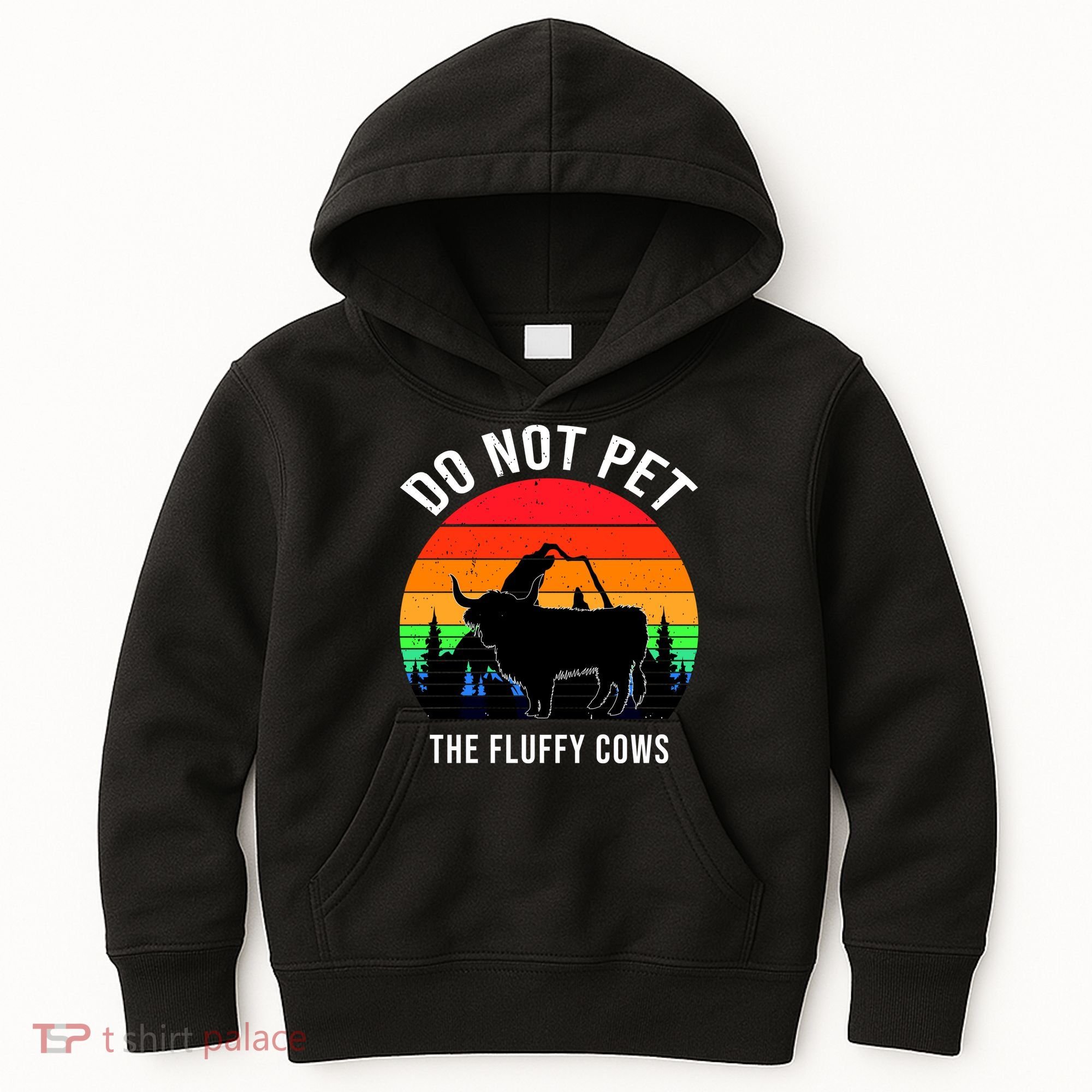 Funny Bison Do Not Pet The Fluffy Cows Kids Hoodie