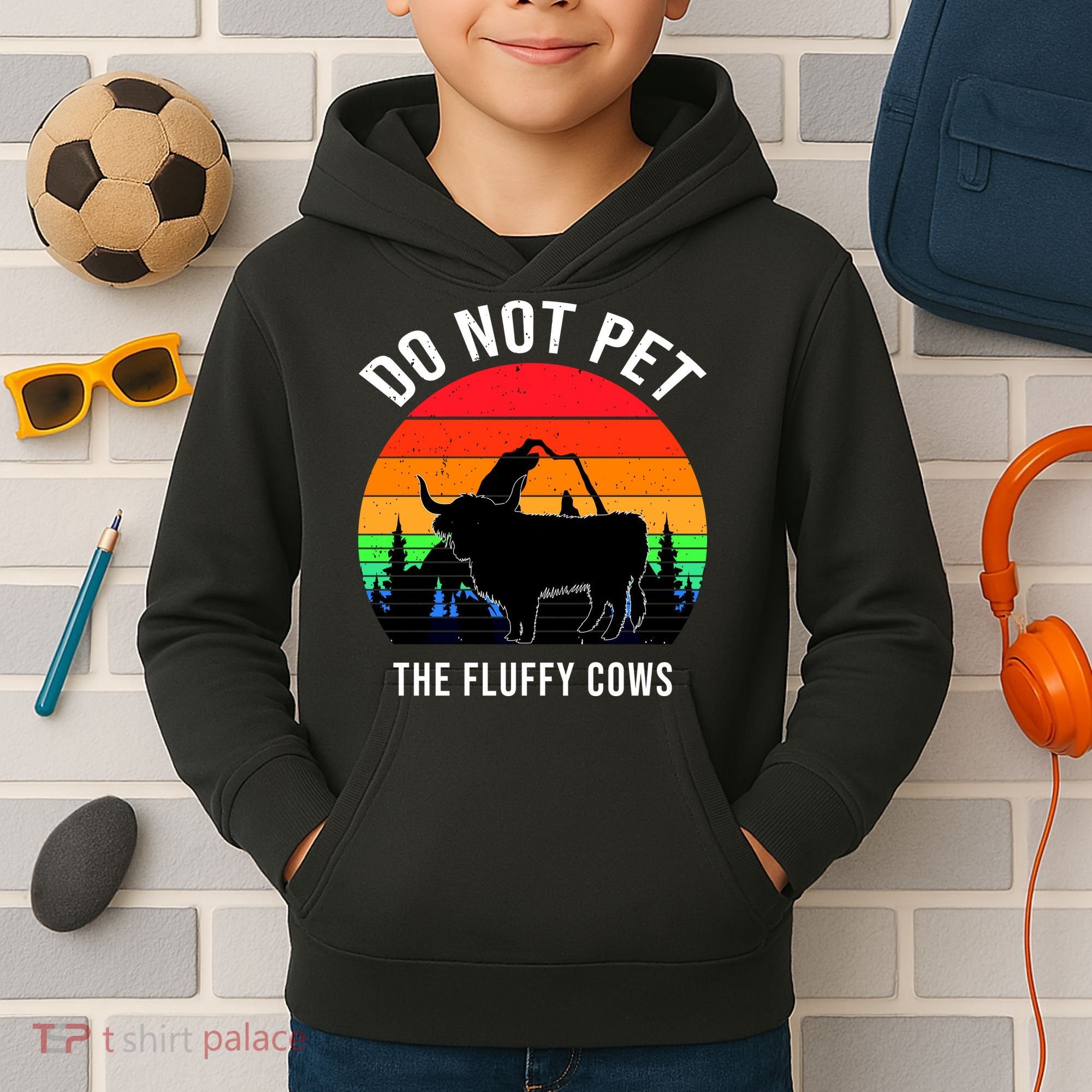 Funny Bison Do Not Pet The Fluffy Cows Kids Hoodie