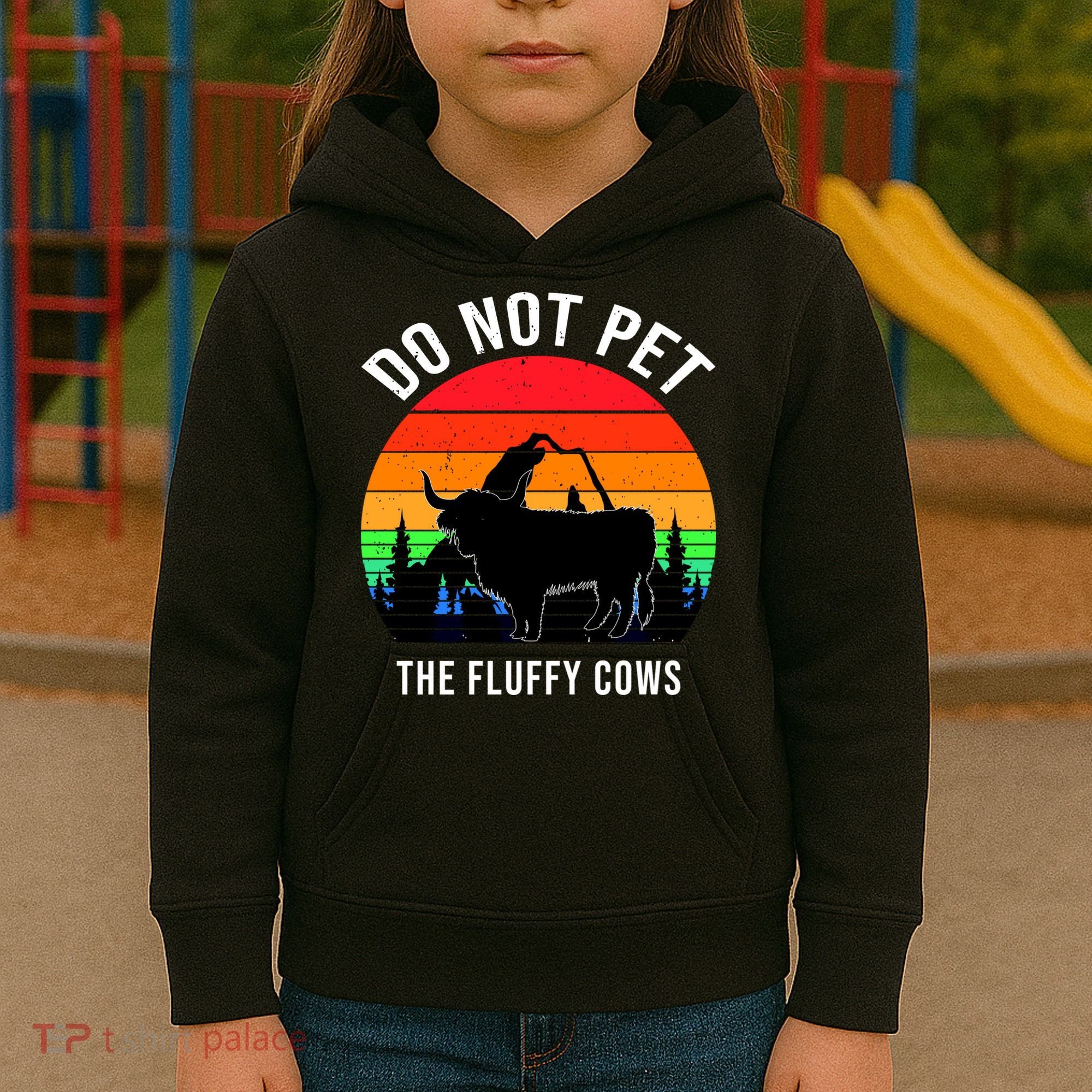 Funny Bison Do Not Pet The Fluffy Cows Kids Hoodie