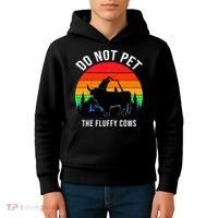 Funny Bison Do Not Pet The Fluffy Cows Kids Hoodie thumb 4