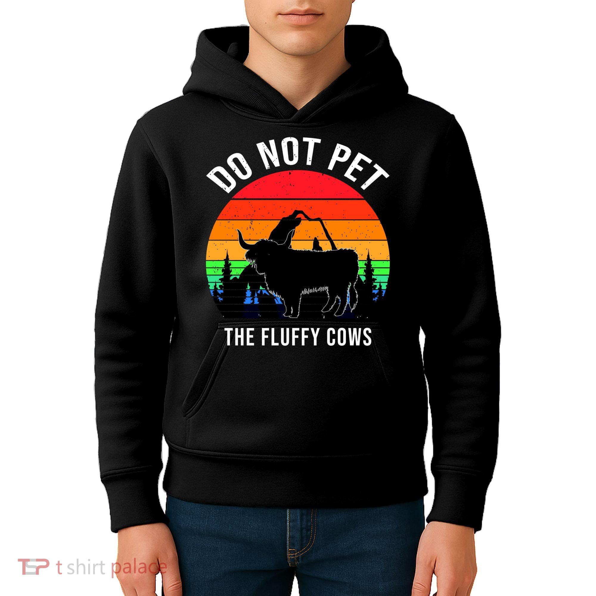 Funny Bison Do Not Pet The Fluffy Cows Kids Hoodie