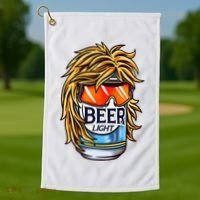 Funny Beer Drinking Funny Redneck Mullet Golf Towel thumb 1