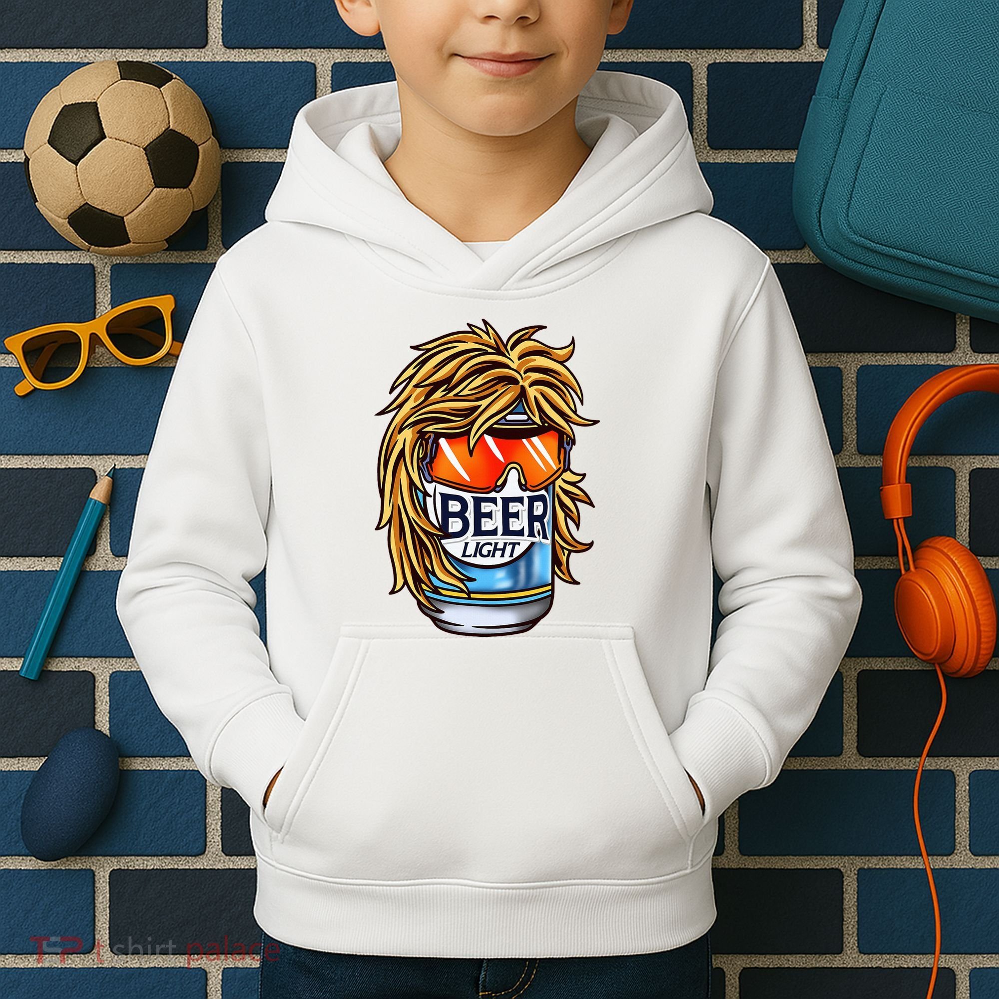 Funny Beer Drinking Funny Redneck Mullet Kids Hoodie