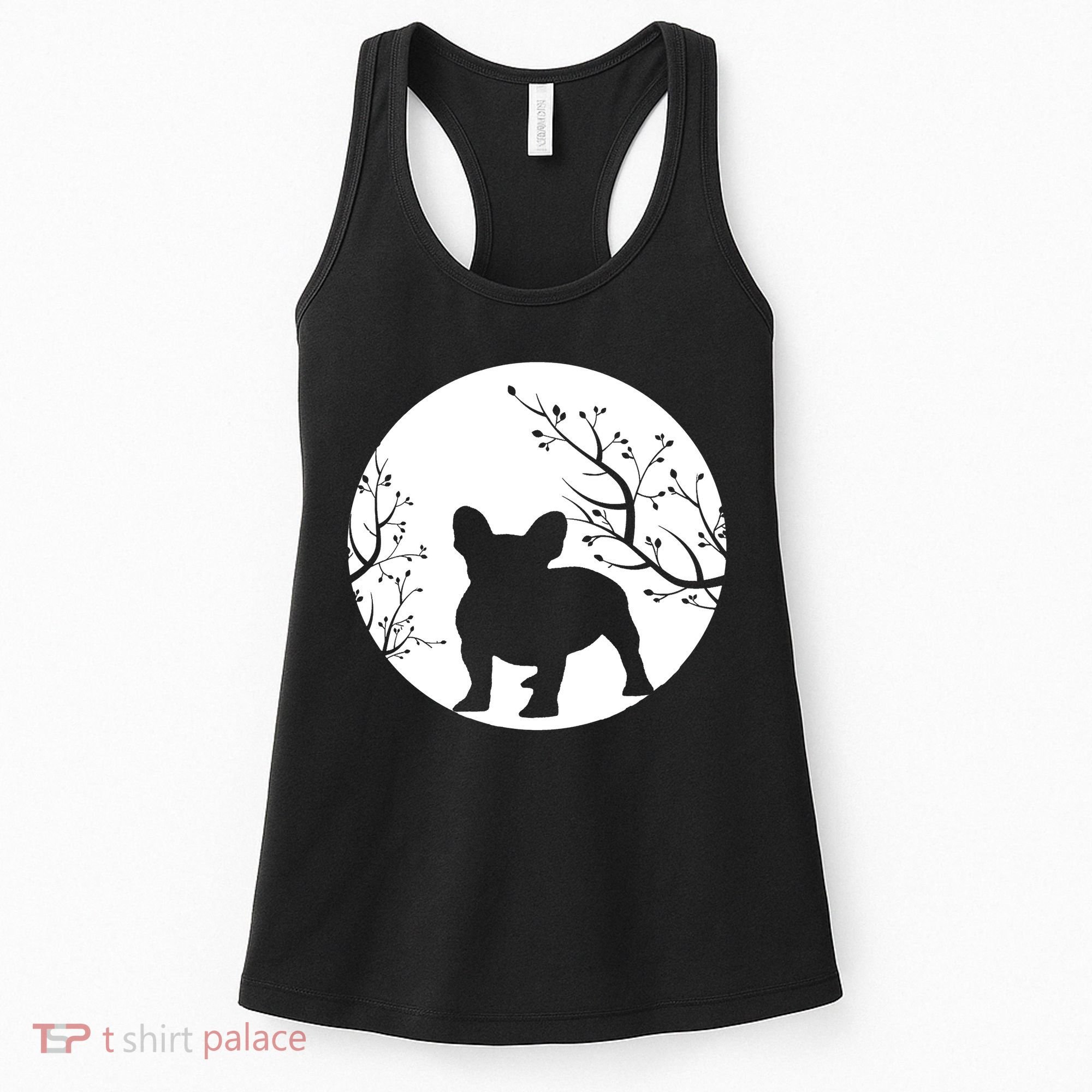 French Bulldog Dog Full Moon Howl Funny Frenchie Lover Women's Tank Top