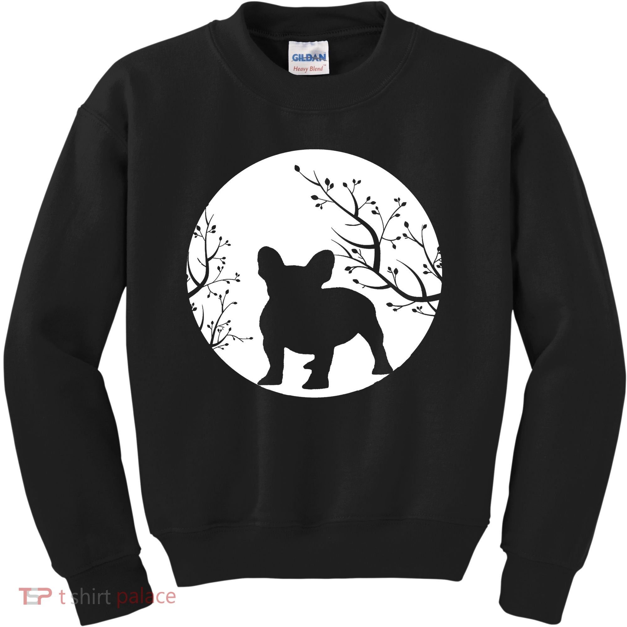 French Bulldog Dog Full Moon Howl Funny Frenchie Lover Kids Sweatshirt