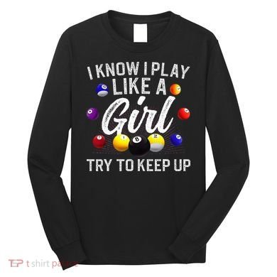 Funny Billiards Design For Women Pool Billiard Player Long Sleeve Shirt