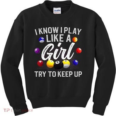 Funny Billiards Design For Women Pool Billiard Player Kids Sweatshirt