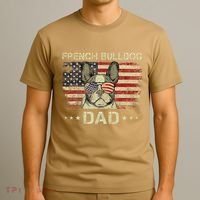 French Bulldog Dad Dog Lovers American Flag 4th Of July T-Shirt thumb 3