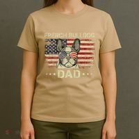 French Bulldog Dad Dog Lovers American Flag 4th Of July T-Shirt thumb 4