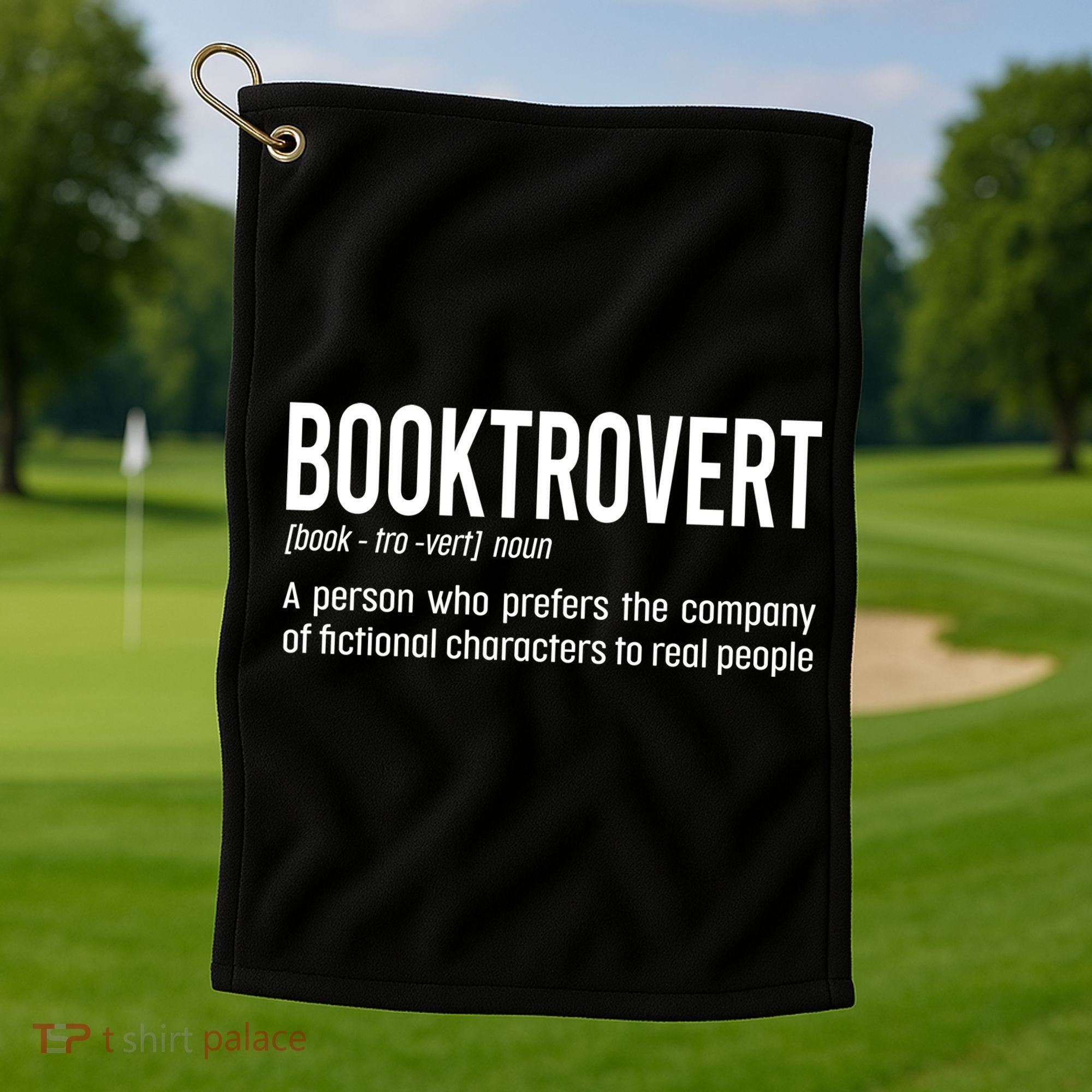 Funny Booktrovert Definition Reading Fan Book Lover Introvert Golf Towel