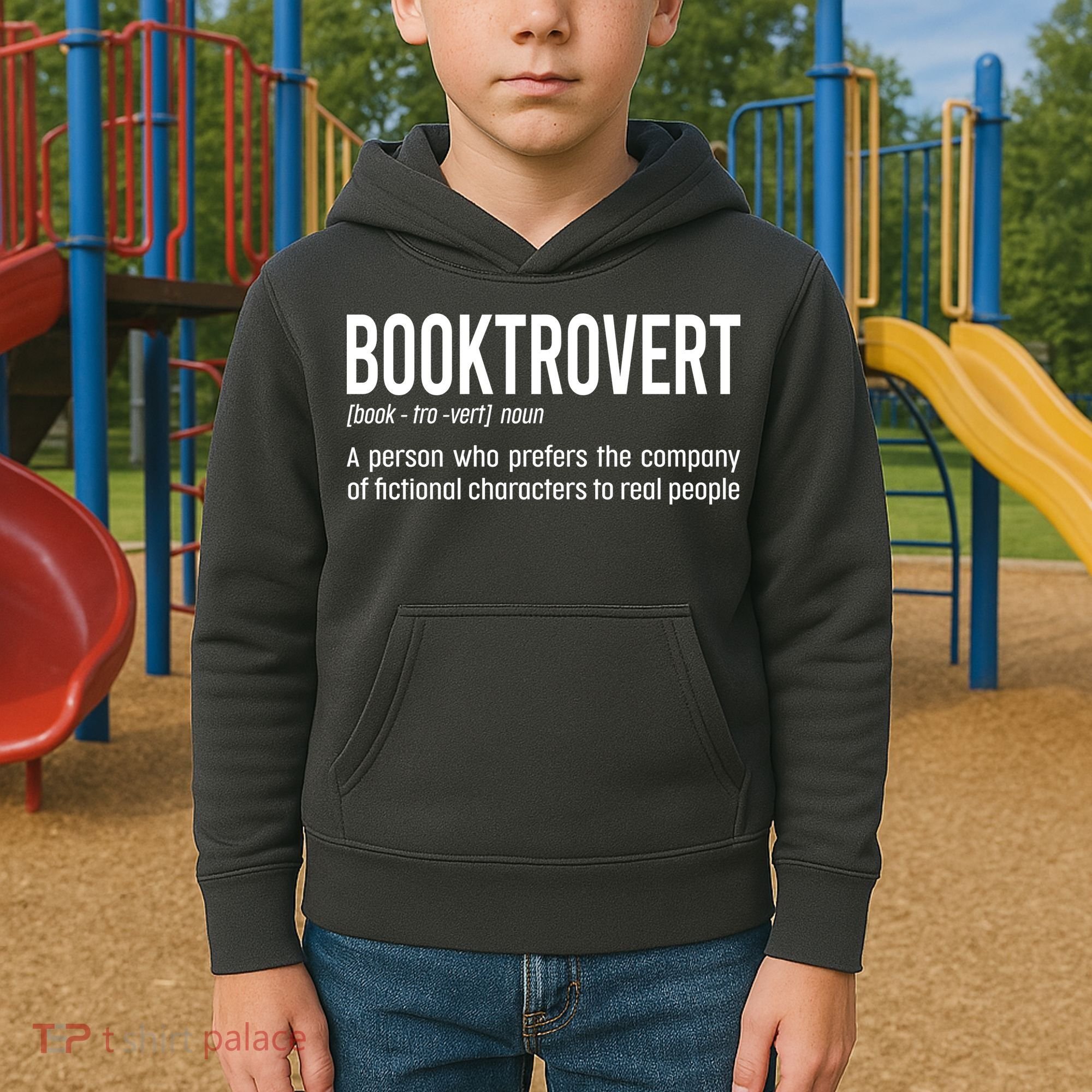 Funny Booktrovert Definition Reading Fan Book Lover Introvert Kids Hoodie