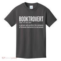 Funny Booktrovert Definition Reading Fan Book Lover Introvert Kids T-Shirt thumb 0