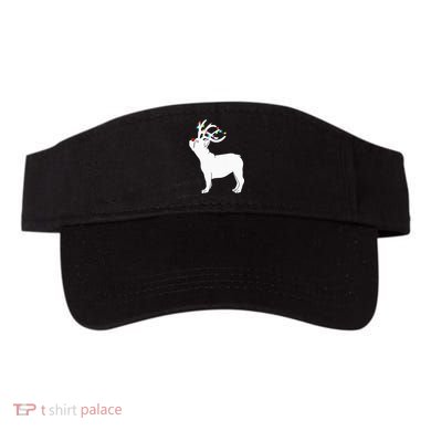 French bulldog Dog Reindeer Lights Plaid Santa Hat Christmas Visor