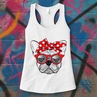 French Bulldog Dog Mom Bandana Sunglasses Mother's Day Women's Tank Top thumb 3