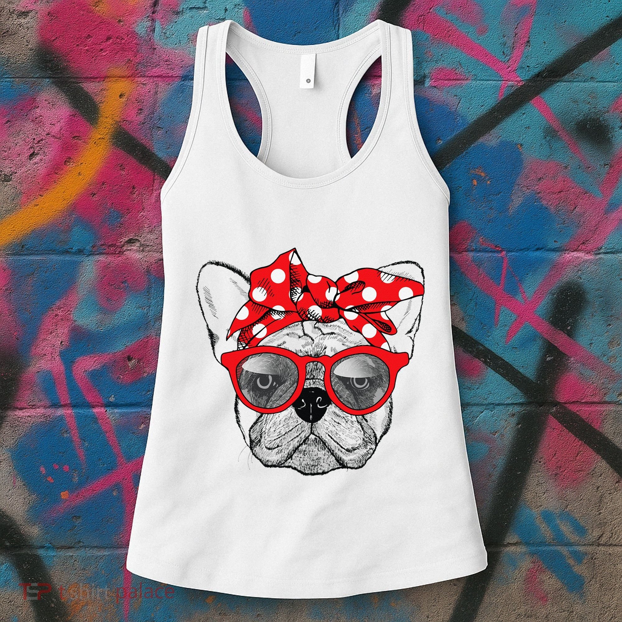 French Bulldog Dog Mom Bandana Sunglasses Mother's Day Women's Tank Top