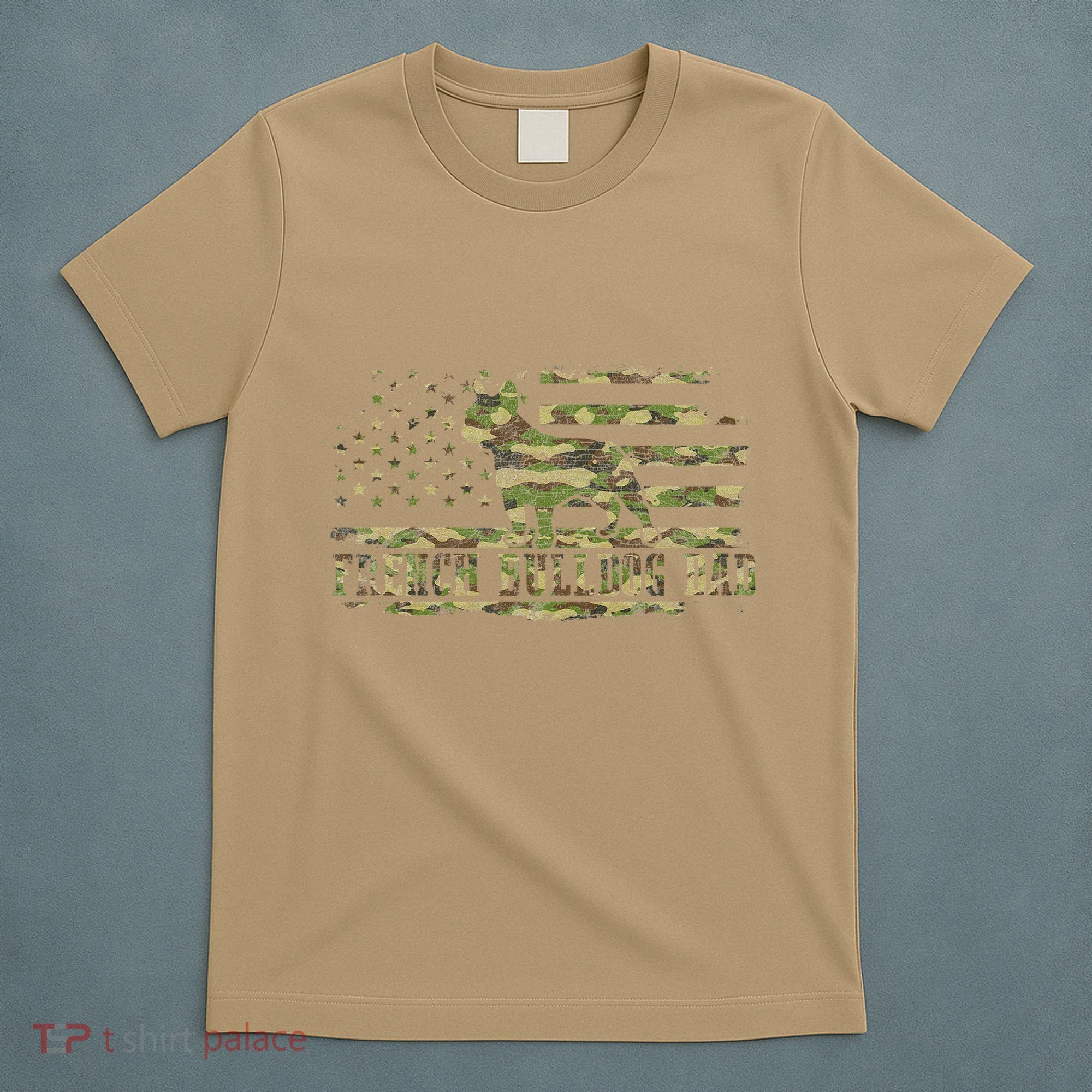 French Bulldog Dad Camouflage American Flag Patriotic Dog T-Shirt