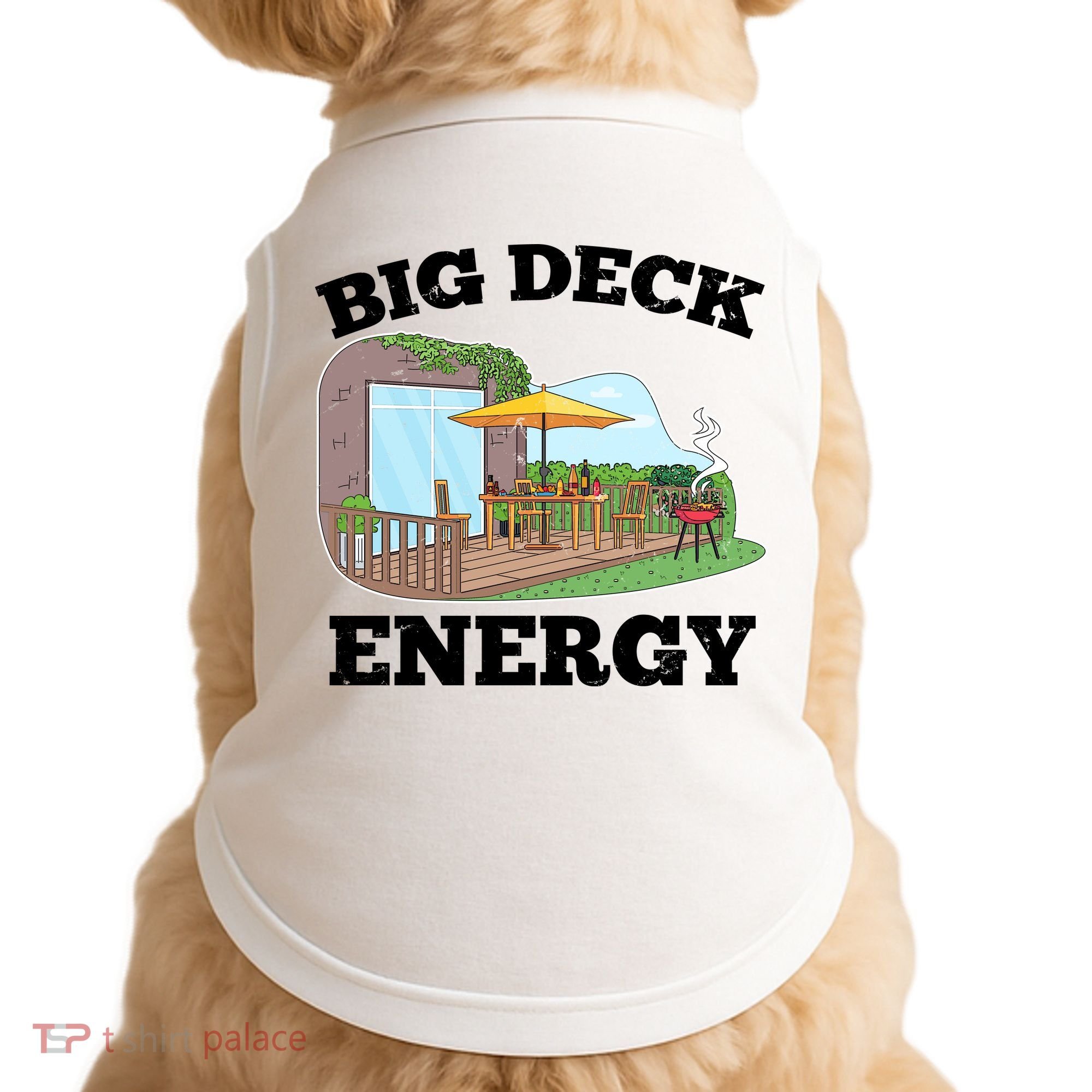 Funny Big Deck Energy Summer Vacation Doggie Tank