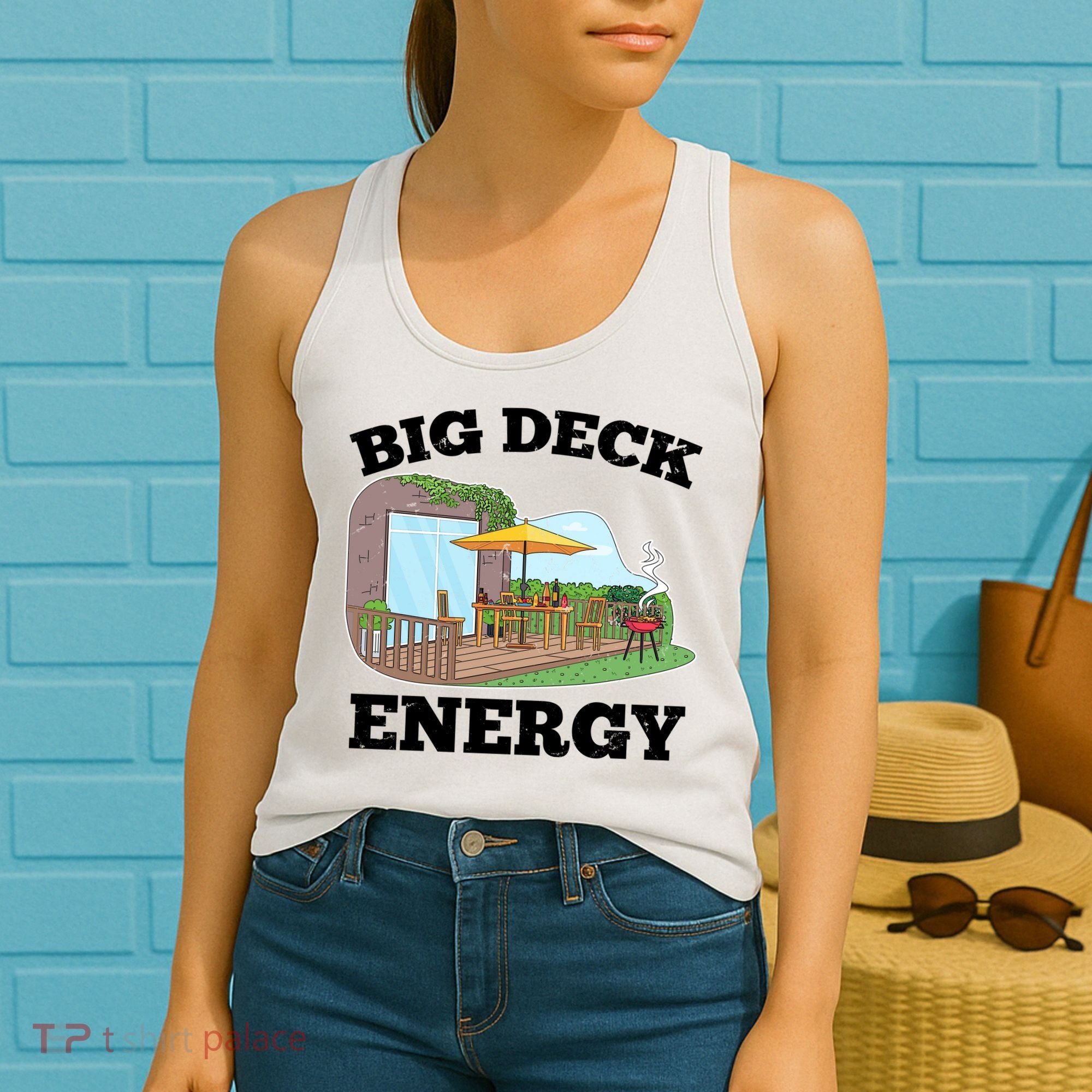 Funny Big Deck Energy Summer Vacation Women's Tank Top