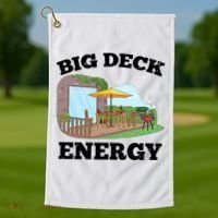 Funny Big Deck Energy Summer Vacation Golf Towel thumb 1
