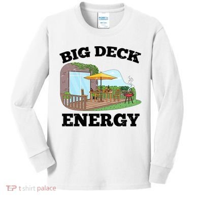 Funny Big Deck Energy Summer Vacation Kids Long Sleeve Shirt
