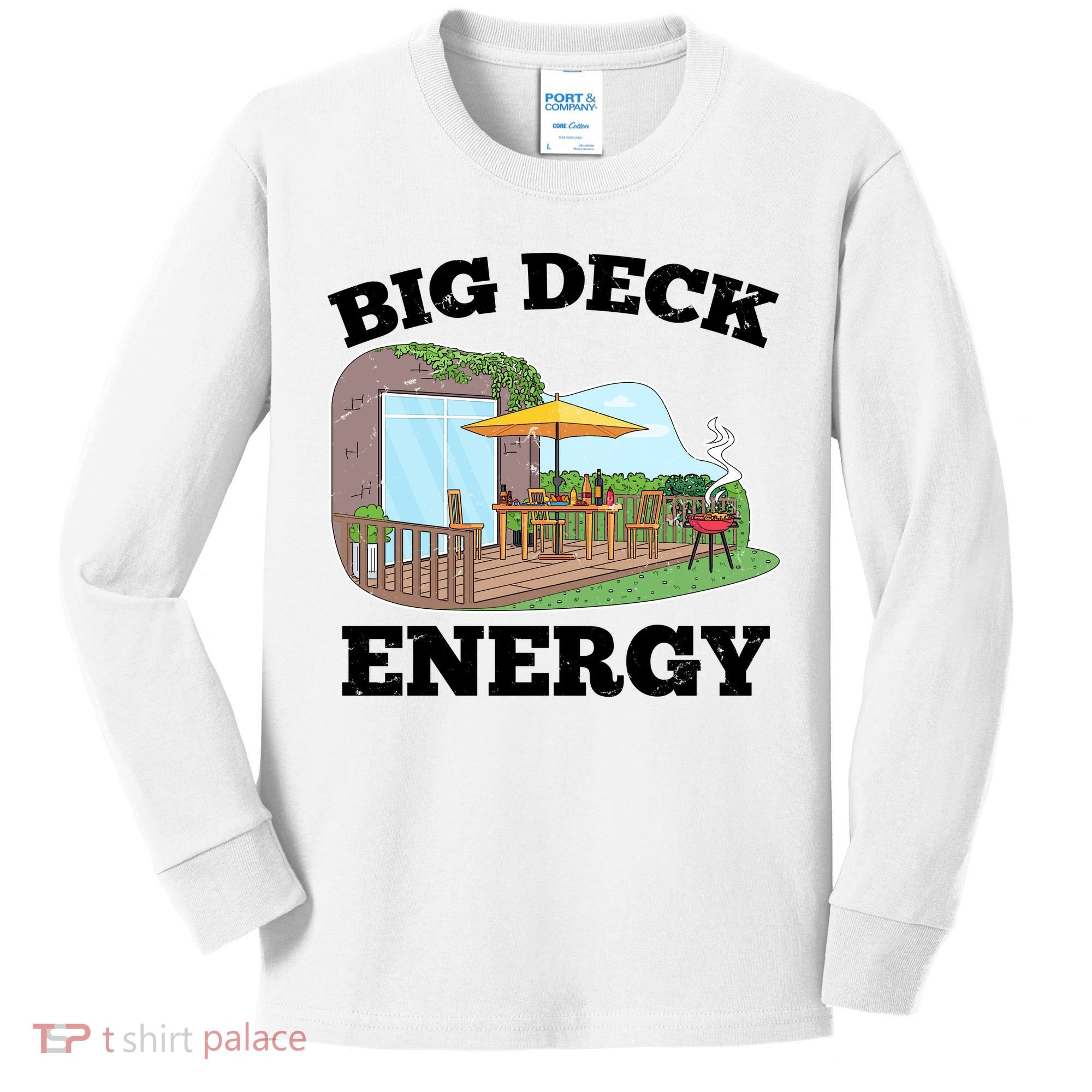Funny Big Deck Energy Summer Vacation Kids Long Sleeve Shirt
