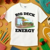 Funny Big Deck Energy Summer Vacation Kids T-Shirt thumb 3
