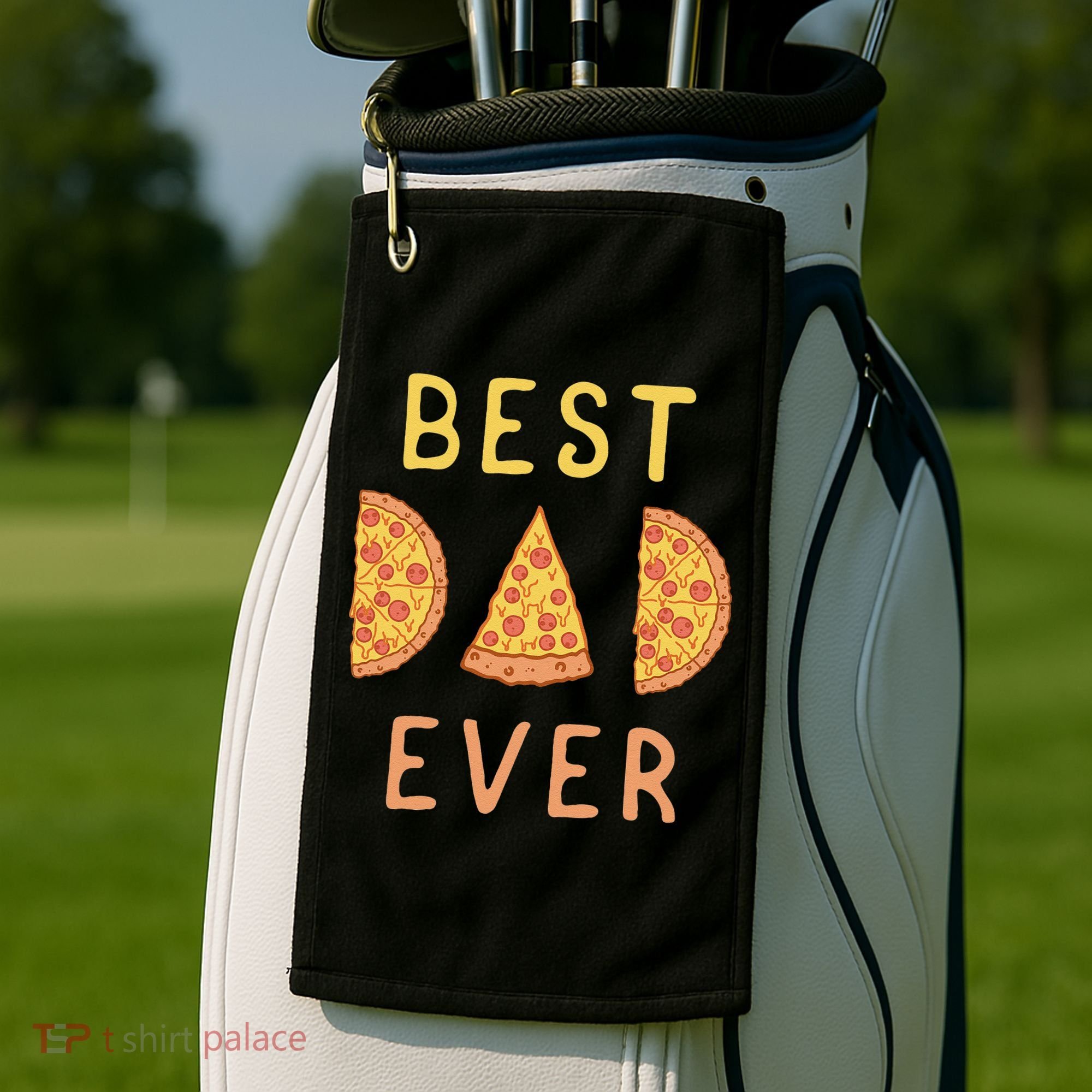 Funny Best Dad Ever Pizza Lover Fathers Day Papa Golf Towel