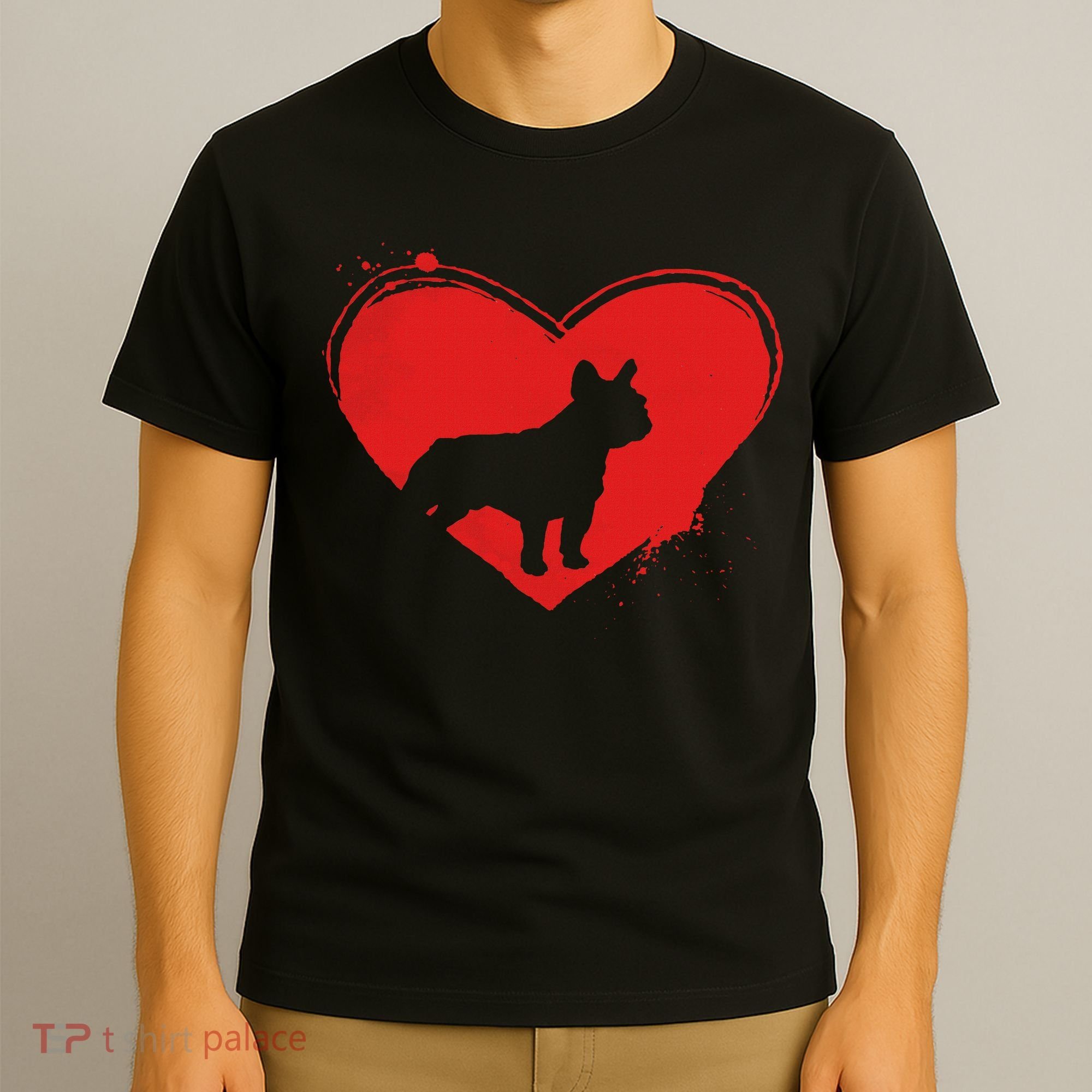 French Bulldog Dog Heart Shape Valentine Dog Lovers T-Shirt