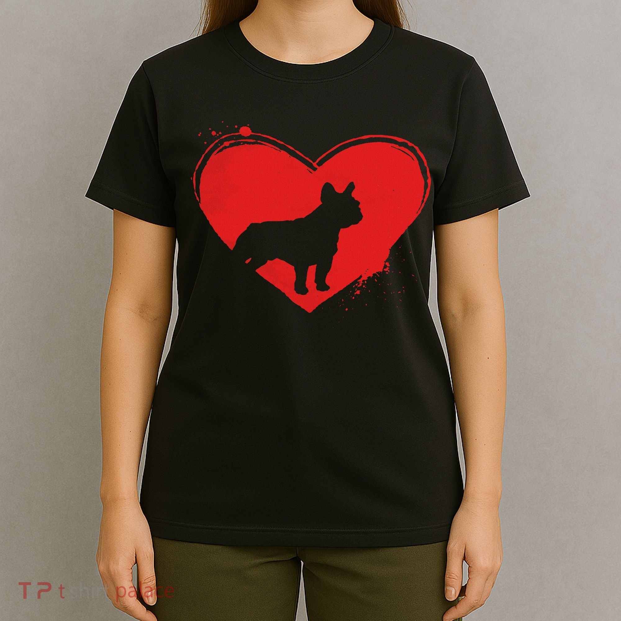 French Bulldog Dog Heart Shape Valentine Dog Lovers T-Shirt