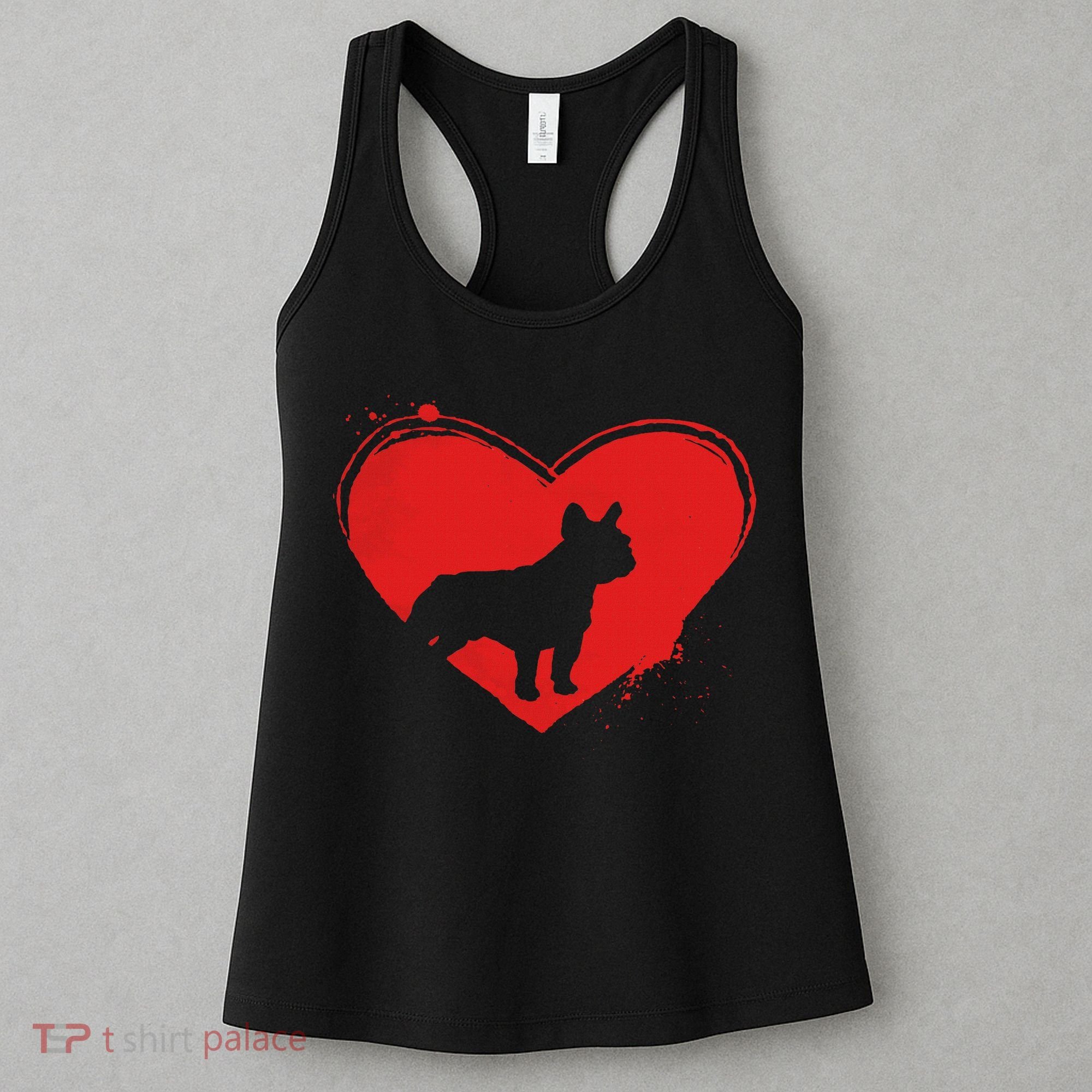 French Bulldog Dog Heart Shape Valentine Dog Lovers Women's Tank Top