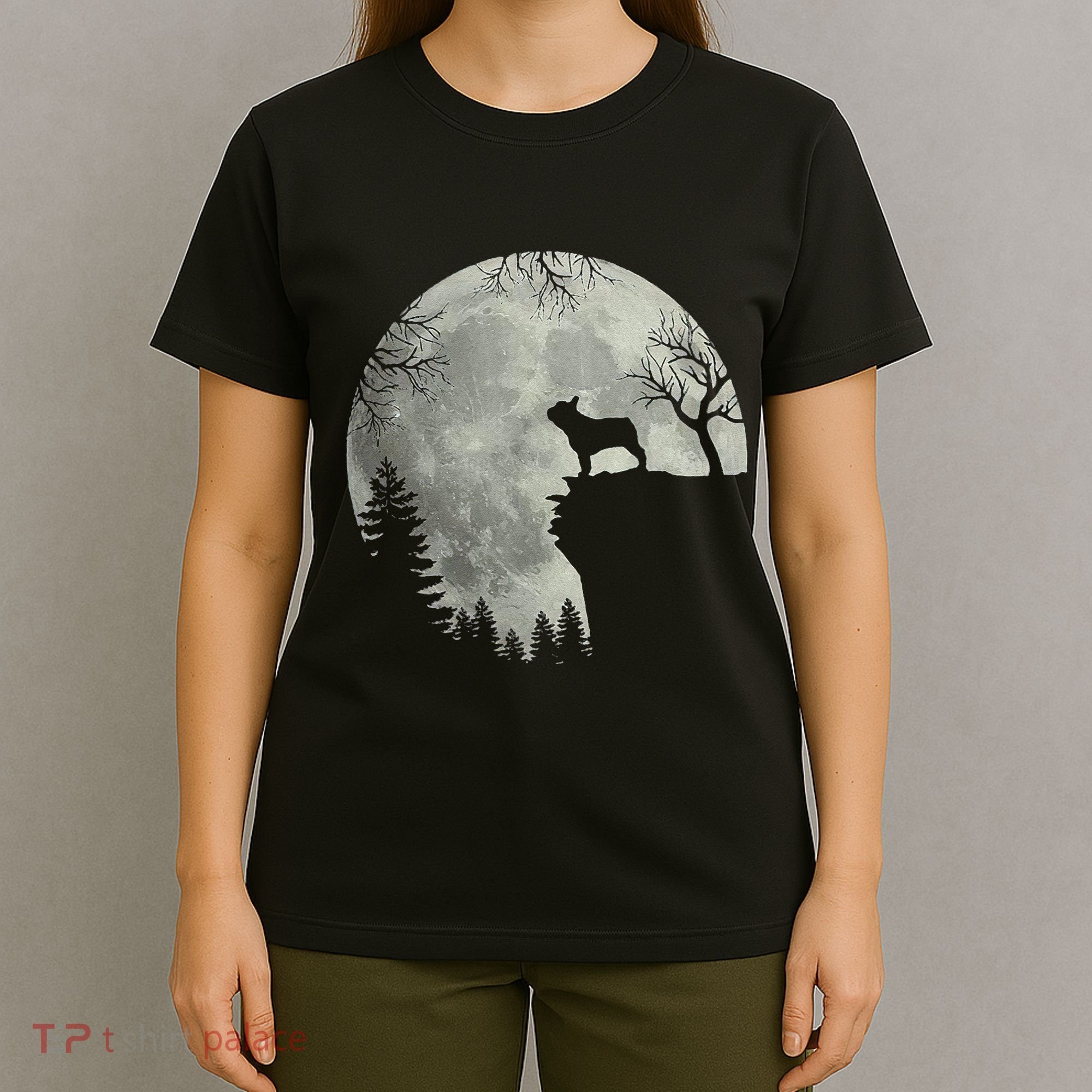 French Bulldog Dog And Moon Halloween Costume T-Shirt