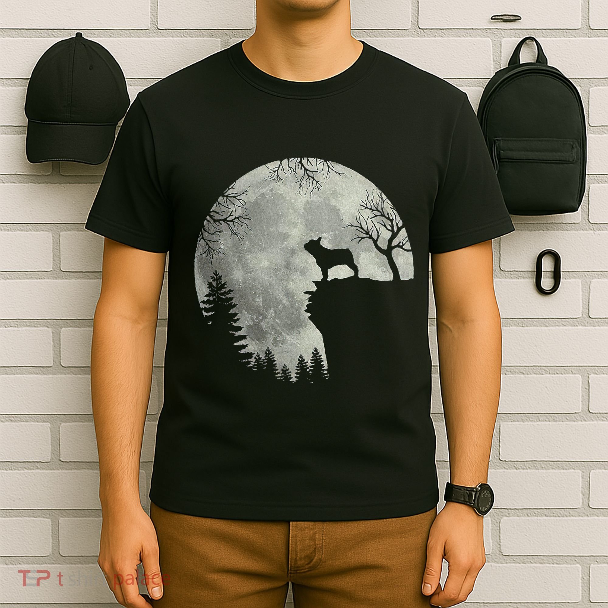 French Bulldog Dog And Moon Halloween Costume T-Shirt