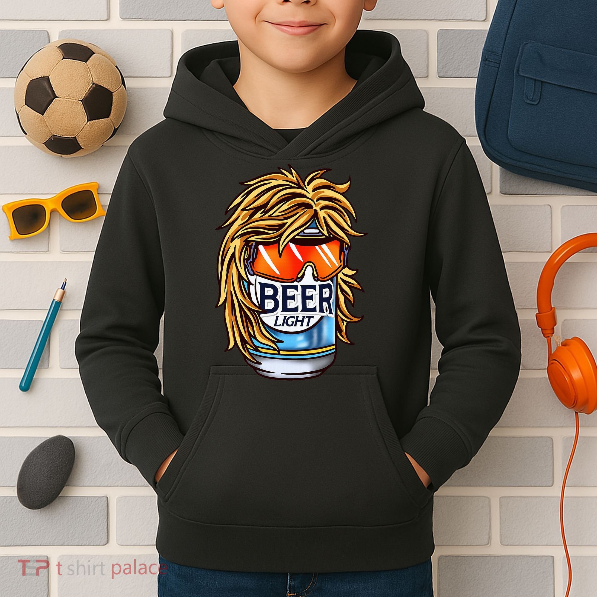Funny Beer Drinking Funny Redneck Mullet Kids Hoodie