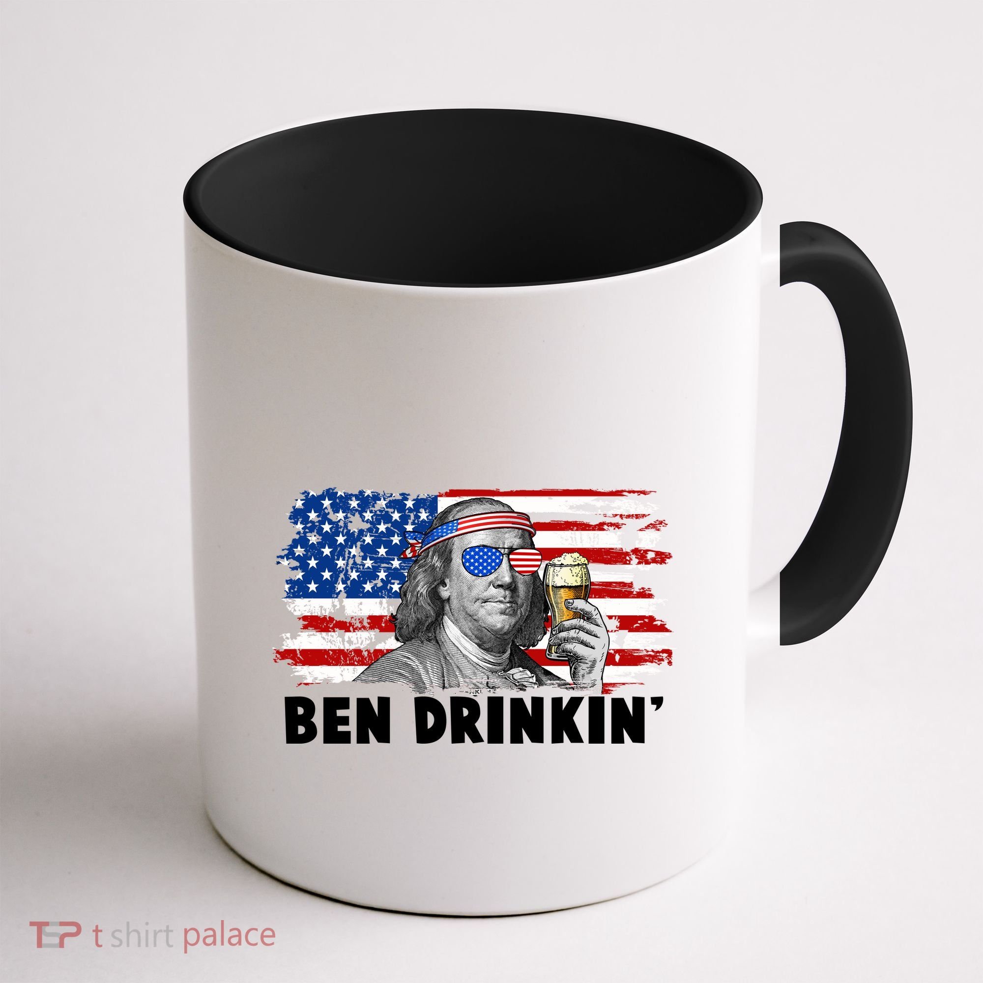 Funny Ben Drinkin USA American Flag Coffee Mug