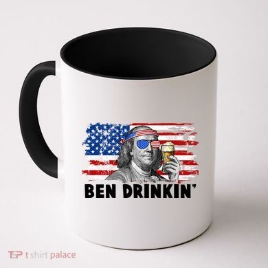 Funny Ben Drinkin USA American Flag Coffee Mug