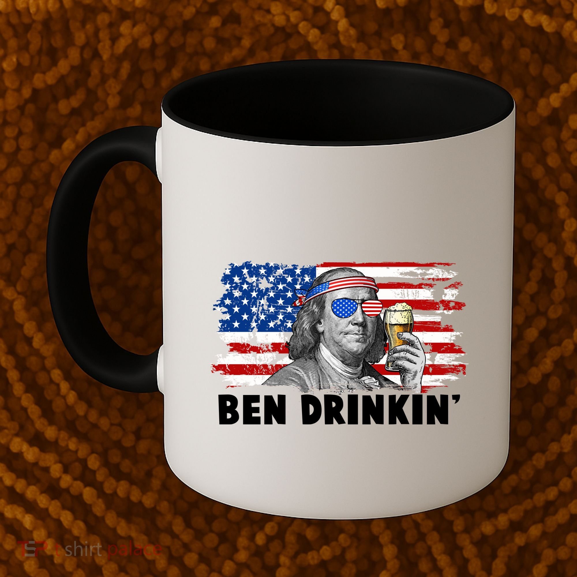 Funny Ben Drinkin USA American Flag Coffee Mug