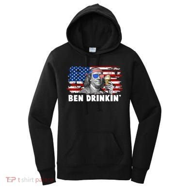 Funny Ben Drinkin USA American Flag Women's Hoodie