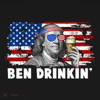 Funny Ben Drinkin USA American Flag Women's Hoodie thumb 2