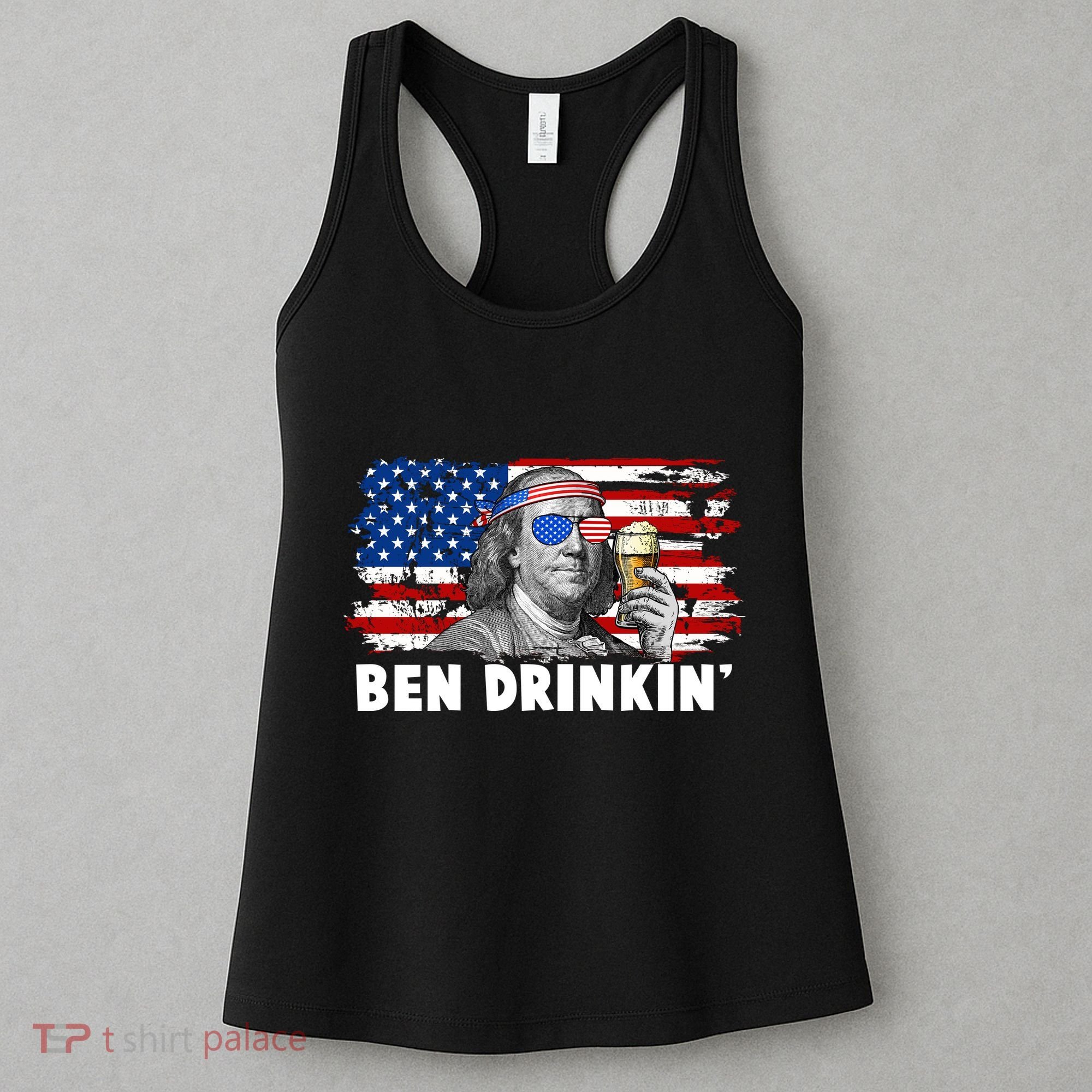 Funny Ben Drinkin USA American Flag Women's Tank Top
