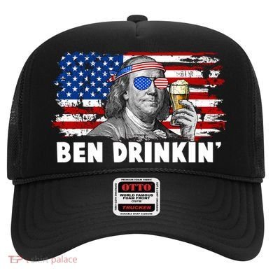 Funny Ben Drinkin USA American Flag Hat