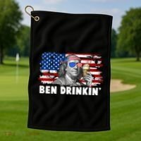 Funny Ben Drinkin USA American Flag Golf Towel thumb 1