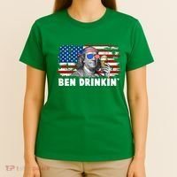Funny Ben Drinkin USA American Flag T-Shirt thumb 4
