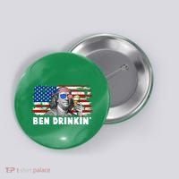 Funny Ben Drinkin USA American Flag Button thumb 0