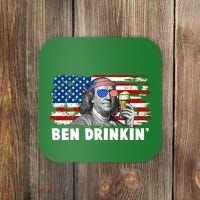 Funny Ben Drinkin USA American Flag Coaster thumb 0