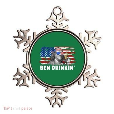 Funny Ben Drinkin USA American Flag Ornament